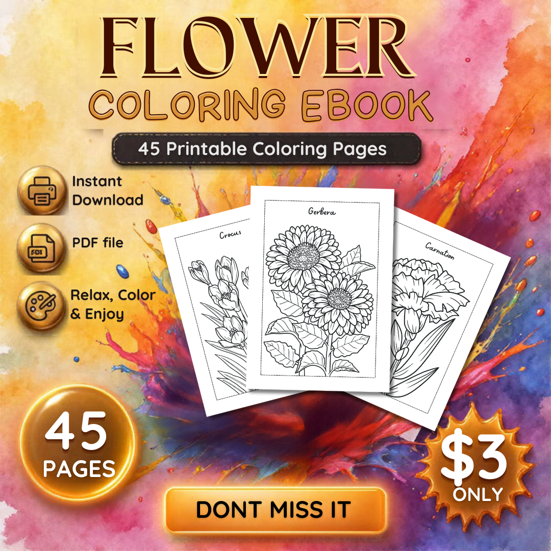 🪴 45 Printable Flower Coloring Pages
