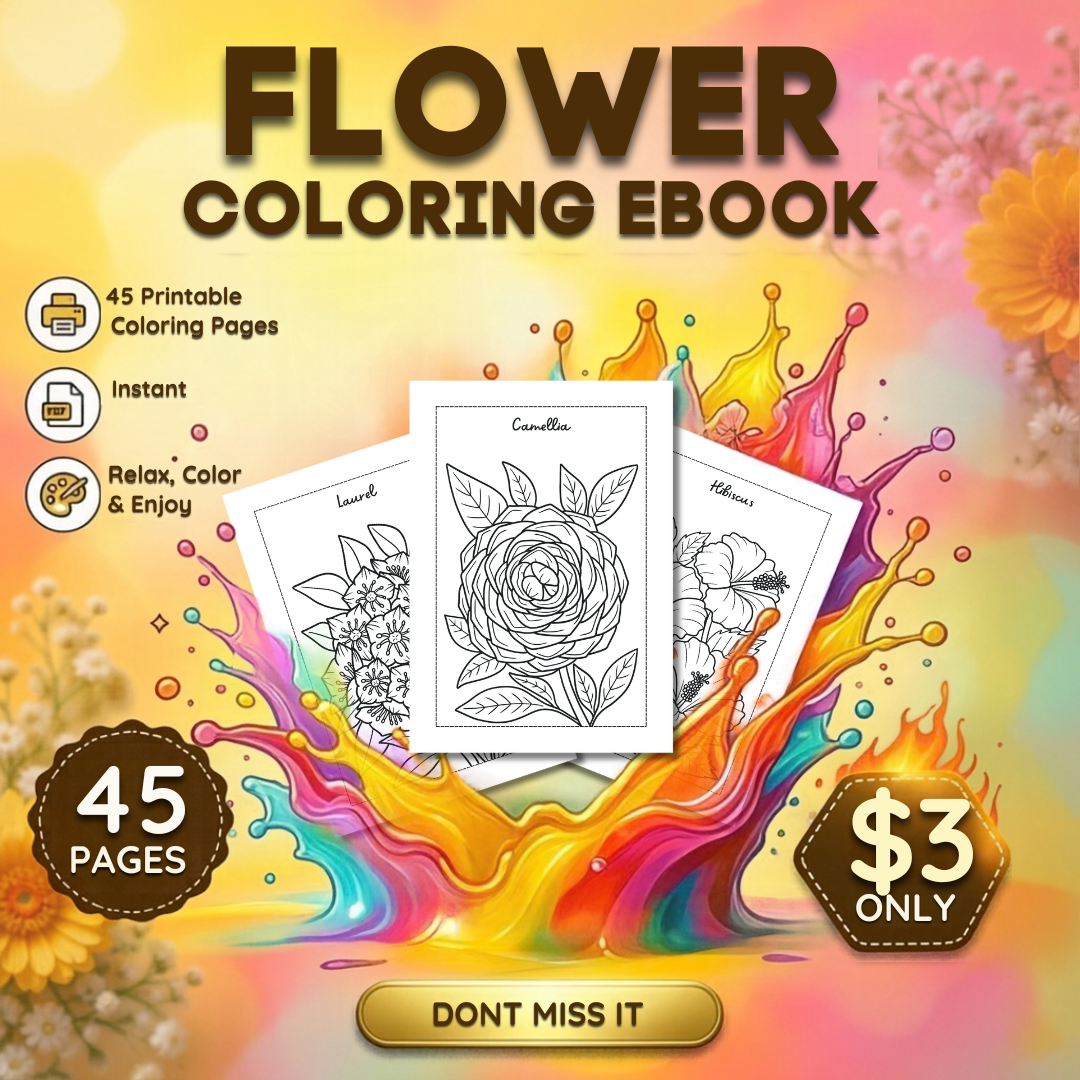 🪴 45 Printable Flower Coloring Pages